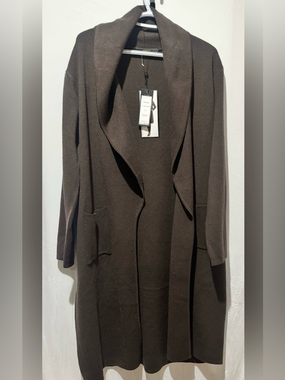 Max Sport Brown Open-Front Long Knit Cardigan Women’s- Size L